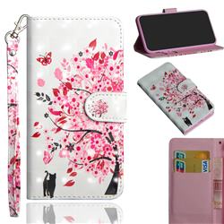 Tree and Cat 3D Painted Leather Wallet Case for Moto Motorola Edge