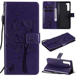 Embossing Butterfly Tree Leather Wallet Case for Moto Motorola Edge - Purple