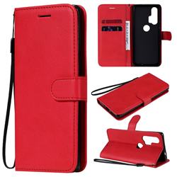 Retro Greek Classic Smooth PU Leather Wallet Phone Case for Moto Motorola Edge Plus - Red
