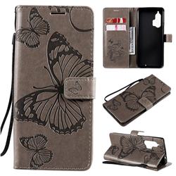 Embossing 3D Butterfly Leather Wallet Case for Moto Motorola Edge Plus - Gray