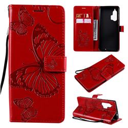 Embossing 3D Butterfly Leather Wallet Case for Moto Motorola Edge Plus - Red