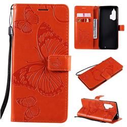Embossing 3D Butterfly Leather Wallet Case for Moto Motorola Edge Plus - Orange