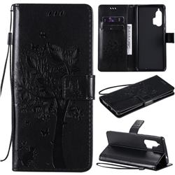 Embossing Butterfly Tree Leather Wallet Case for Moto Motorola Edge Plus - Black