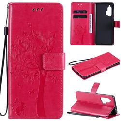 Embossing Butterfly Tree Leather Wallet Case for Moto Motorola Edge Plus - Rose