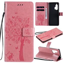 Embossing Butterfly Tree Leather Wallet Case for Moto Motorola Edge Plus - Pink