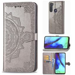 Embossing Imprint Mandala Flower Leather Wallet Case for Motorola Moto G Pro - Gray