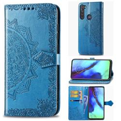 Embossing Imprint Mandala Flower Leather Wallet Case for Motorola Moto G Pro - Blue