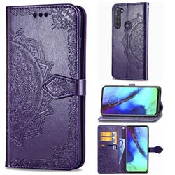 Embossing Imprint Mandala Flower Leather Wallet Case for Motorola Moto G Pro - Purple