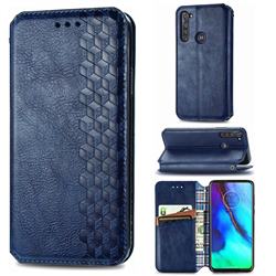 Ultra Slim Fashion Business Card Magnetic Automatic Suction Leather Flip Cover for Motorola Moto G Pro - Dark Blue