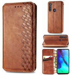 Ultra Slim Fashion Business Card Magnetic Automatic Suction Leather Flip Cover for Motorola Moto G Pro - Brown