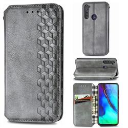 Ultra Slim Fashion Business Card Magnetic Automatic Suction Leather Flip Cover for Motorola Moto G Pro - Grey