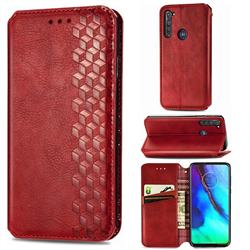 Ultra Slim Fashion Business Card Magnetic Automatic Suction Leather Flip Cover for Motorola Moto G Pro - Red
