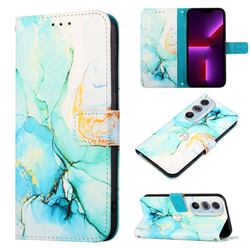 Green Illusion Marble Leather Wallet Protective Case for Motorola Edge X30
