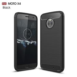 Luxury Carbon Fiber Brushed Wire Drawing Silicone TPU Back Cover for Motorola Moto X4 (4th gen.) (Black)