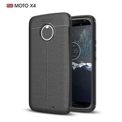 Luxury Auto Focus Litchi Texture Silicone TPU Back Cover for Motorola Moto X4 (4th gen.) - Black