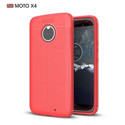 Luxury Auto Focus Litchi Texture Silicone TPU Back Cover for Motorola Moto X4 (4th gen.) - Red