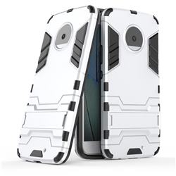 Armor Premium Tactical Grip Kickstand Shockproof Dual Layer Rugged Hard Cover for Motorola Moto X4 (4th gen.) - Silver