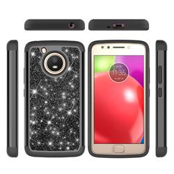 Glitter Rhinestone Bling Shock Absorbing Hybrid Defender Rugged Phone Case Cover for Motorola Moto E4 (USA) - Black