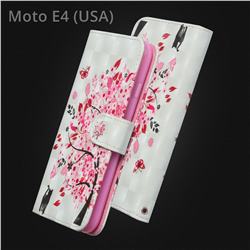 Tree and Cat 3D Painted Leather Wallet Case for Motorola Moto E4 (USA)