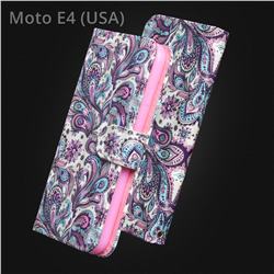 Swirl Flower 3D Painted Leather Wallet Case for Motorola Moto E4 (USA)