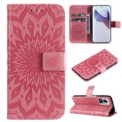 Embossing Sunflower Leather Wallet Case for Motorola Moto X30 Pro - Pink