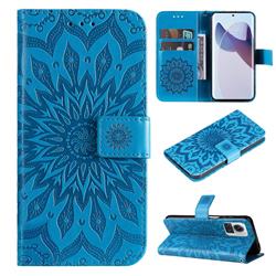 Embossing Sunflower Leather Wallet Case for Motorola Moto X30 Pro - Blue