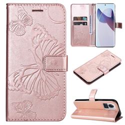 Embossing 3D Butterfly Leather Wallet Case for Motorola Moto X30 Pro - Rose Gold