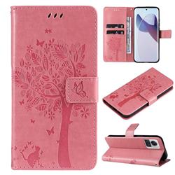 Embossing Butterfly Tree Leather Wallet Case for Motorola Moto X30 Pro - Pink