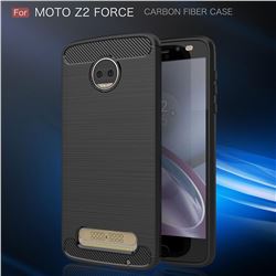 Luxury Carbon Fiber Brushed Wire Drawing Silicone TPU Back Cover for Motorola Moto Z2 Force (Black)