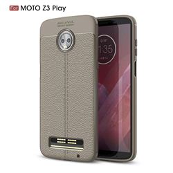 Luxury Auto Focus Litchi Texture Silicone TPU Back Cover for Motorola Moto Z3 Play - Gray