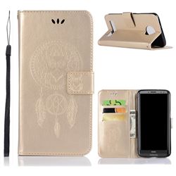 Intricate Embossing Owl Campanula Leather Wallet Case for Motorola Moto Z3 Play - Champagne