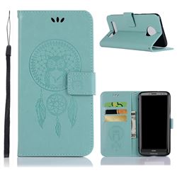 Intricate Embossing Owl Campanula Leather Wallet Case for Motorola Moto Z3 Play - Green