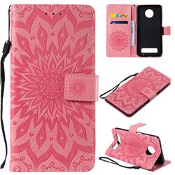 Embossing Sunflower Leather Wallet Case for Motorola Moto Z3 Play - Pink