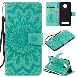 Embossing Sunflower Leather Wallet Case for Motorola Moto Z3 Play - Green