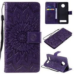 Embossing Sunflower Leather Wallet Case for Motorola Moto Z3 Play - Purple