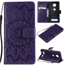 Embossing Sunflower Leather Wallet Case for Motorola Moto Z4 Play - Purple