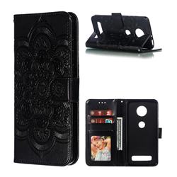 Intricate Embossing Datura Solar Leather Wallet Case for Motorola Moto Z4 Play - Black