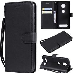 Retro Greek Classic Smooth PU Leather Wallet Phone Case for Motorola Moto Z4 Play - Black