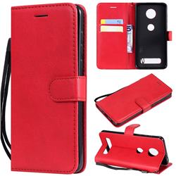 Retro Greek Classic Smooth PU Leather Wallet Phone Case for Motorola Moto Z4 Play - Red