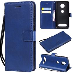 Retro Greek Classic Smooth PU Leather Wallet Phone Case for Motorola Moto Z4 Play - Blue