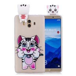 Cute Pink Kitten Soft 3D Climbing Doll Soft Case for Huawei Mate 10 (5.9 inch, front Fingerprint)