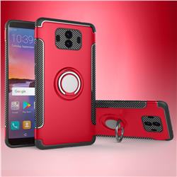 Armor Anti Drop Carbon PC + Silicon Invisible Ring Holder Phone Case for Huawei Mate 10 (5.9 inch, front Fingerprint) - Red