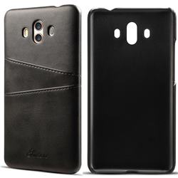 Suteni Retro Classic Card Slots Calf Leather Coated Back Cover for Huawei Mate 10 (5.9 inch, front Fingerprint) - Black