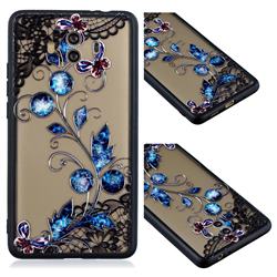 Butterfly Lace Diamond Flower Soft TPU Back Cover for Huawei Mate 10 (5.9 inch, front Fingerprint)