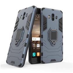 Black Panther Armor Metal Ring Grip Shockproof Dual Layer Rugged Hard Cover for Huawei Mate 10 (5.9 inch, front Fingerprint) - Blue