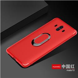 Anti-fall Invisible 360 Rotating Ring Grip Holder Kickstand Phone Cover for Huawei Mate 10 (5.9 inch, front Fingerprint) - Red