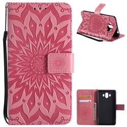 Embossing Sunflower Leather Wallet Case for Huawei Mate 10 (5.9 inch, front Fingerprint) - Pink