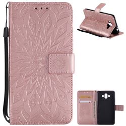 Embossing Sunflower Leather Wallet Case for Huawei Mate 10 (5.9 inch, front Fingerprint) - Rose Gold