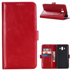 Luxury Crazy Horse PU Leather Wallet Case for Huawei Mate 10 (5.9 inch, front Fingerprint) - Red