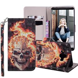 Flame Skull 3D Painted Leather Phone Wallet Case Cover for Huawei Mate 10 (5.9 inch, front Fingerprint)